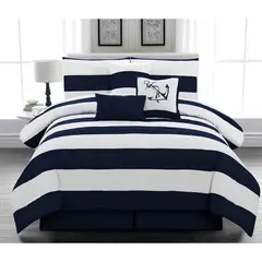 HAPPY BEAR - Funda Duvet Queen Polialgodon 144 Hilos Azul Blanco Estampado.