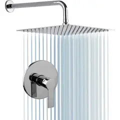 GENERICO - Kit Regadera Metálica 20 Cm-Tubo -Mezclador Bronce Premium