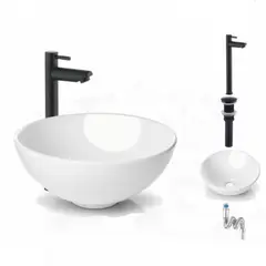 GENERICO - Kit lavamanos blanco tazon -desagüe- grifo agua fría