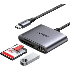 UGREEN - Lector De Tarjetas USB Tipo C Adaptador 3 En 1 SD TF USB 2.0