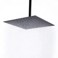 GENERICO - Regadera Para Ducha Color Negro 25 Cm Acabado Mate-Tubo Techo