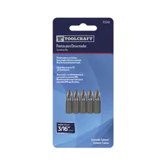 TOOLCRAFT - Juego De 5 Puntas Planas 3/16" De 1" En Acero S2