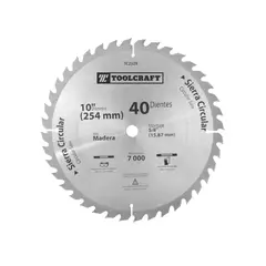 TOOLCRAFT - Disco Sierra Madera 10" Con Eje 5/8" 40 Dientes