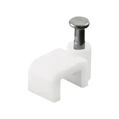 FULGORE - 100 Grapas Para Cable Recto 5 Mm Blanco Con Clavo