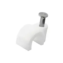 FULGORE - 100 Grapas Para Cable Curvo 8 Mm Blanco Con Clavo