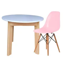 EKONOMODO COLOMBIA - Mesa Redonda infantil y silla eames kids Rosado
