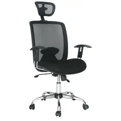 ZER - Silla de Oficina Roma Presidencial Lujo en Paño Cabecero 2D Negra