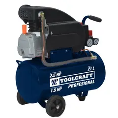 TOOLCRAFT - Compresor De Aire 21 L 2.4 Hp Pistola Y Manguera