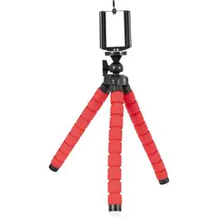 GENERICO - Tripode araña flexible para celular y camara con soporte rojo mediano
