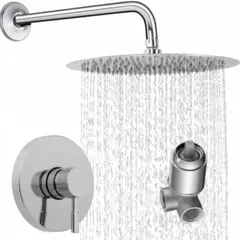 GENERICO - Kit Completo Mezclador Ducha, Regadera 20 Cm Y Tubo Pared