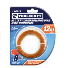 TOOLCRAFT - Hilo Para Guadañadora 2.4 Mm En Nylon Largo 12 M