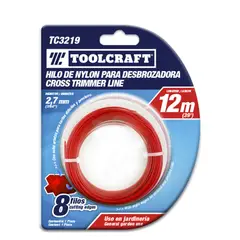 TOOLCRAFT - Hilo Para Guadañadora 2.7 Mm En Nylon Largo 12 M