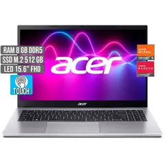 ACER - PORTATIL AMD RYZEN 5-7520U SSD 512GB RAM 8GB LED 15,6 TOUCH FHD