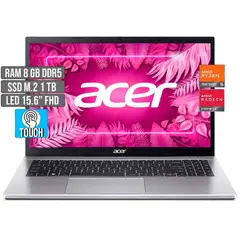 ACER - PORTATIL AMD RYZEN 5-7520U SSD 1TB RAM 8GB LED 15,6 TOUCH FHD