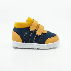 PAPOS - Botas Bebés Camilo Azul y Miel - Zapatos Bebés - Azul