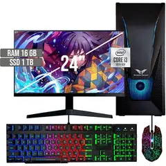 HALCON - PC EQUIPO GAMER INTEL CORE I3-10105 SSD 1TB RAM 16GB LED 24 FHD