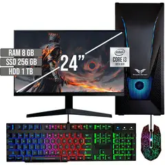 HALCON - PC EQUIPO GAMER INTEL CORE I3-10105 SSD 256GB + HDD 1TB RAM 8GB LED 24 FHD