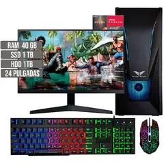 HALCON - PC EQUIPO GAMER AMD RYZEN 5 5600G SSD 1TB + HDD 1TB RAM 40GB LED 22" FHD