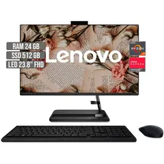 LENOVO - TODO EN UNO AMD RYZEN 7 5700U SSD 512GB RAM 24GB LED 23.8" FHD