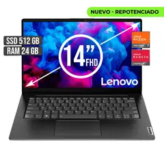 Lenovo - Portátil V14 14" FHD AMD Ryzen 7 7730U RAM 24GB 512GB SSD Gris