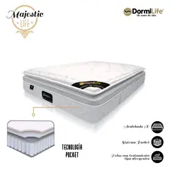 COLCHONES DORMILIFE - Colchon Ortopedico Semidoble Firme con Pillow Majestic Life 120 x 190.