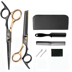 GENERICO - Set tijeras profesionales peluqueria Black Leopard BlackGold