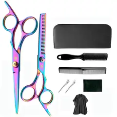 GENERICO - Set tijeras profesionales peluqueria Black Leopard Titanium Capa