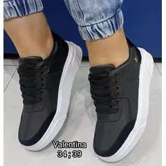 GENERICO - TENIS MUJER NEGRO SUELA BLANCA