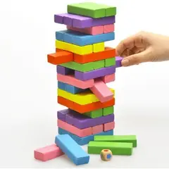 DHOAL - Juego jenga de colores en madera classic clásico ojo jenga gigante