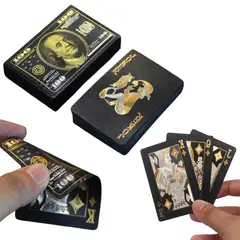 POKER - Juego de cartas plastificadas black edition 2 barajas