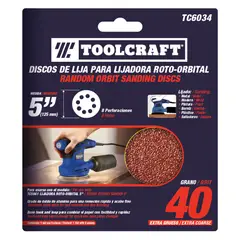 TOOLCRAFT - Set 5 Discos De Lija Grano 40 De 5" Con Velcro