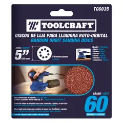 TOOLCRAFT - Set 5 Discos De Lija Grano 60 De 5" Con Velcro