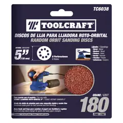 TOOLCRAFT - Set 5 Discos De Lija Grano 180 De 5" Con Velcro