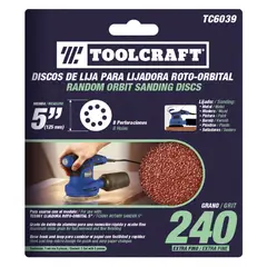 TOOLCRAFT - Set 5 Discos De Lija Grano 240 De 5" Con Velcro