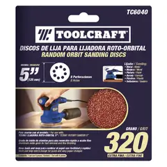 TOOLCRAFT - Set 5 Discos De Lija Grano 320 De 5" Con Velcro