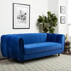 KAIU HOME - SOFA PARIS 4 PUESTOS 220 AZUL TELA EXTRA SUAVE