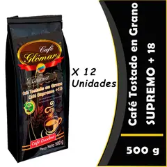 CAFE GLOMAR - Café Glómar Tostado en Grano Supremo +18 500g x 12 Unidades