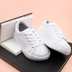 PAPOS - Tenis Escolares Green Day Blanco Cordones - Crema_.