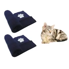 HALLY PET - Dos cobijas térmicas medianas 70cm x 70cm Azul Oscuro