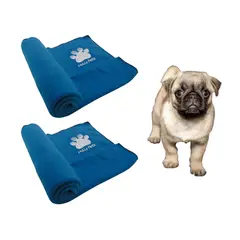 HALLY PET - Dos cobijas térmicas medianas 70cm x 70cm Azul Claro.