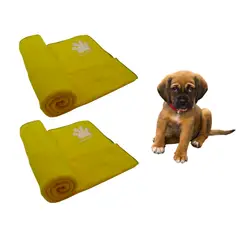 HALLY PET - Dos cobijas térmicas medianas 70cm x 70cm Amarillo