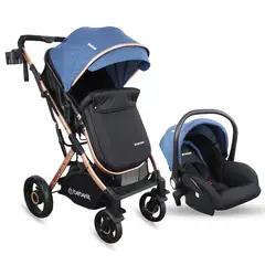 BEBESIT - Coche Bebé Travel System Gold LX Azul Coche Cuna