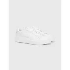 TOMMY HILFIGER - Tenis Blancos Cupsole De Piel Con Inscripción Para Mujer
