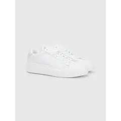 TOMMY HILFIGER - Tenis Blancos Cupsole De Piel Con Inscripción Para Mujer