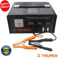 TRUPER - Cargador de baterias con arrancador 50 amp 12 vol.