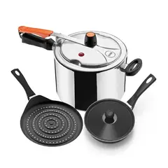 IMUSA - Combo Olla A Presion 4.5 Litros + Cacerola + Sartén para Arepas