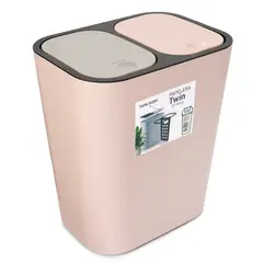 ENERGY PLUS - Cesto de basura 2 compartimientos Push 20L Palo Rosa