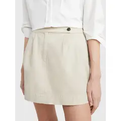 TOMMY HILFIGER - Minifalda Con Pinzas Mujer Beige