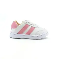 PAPOS - Zapatos Lara Blanco y Rosado Cordones - Crema