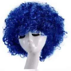 P&R APRECIOSDEREMATE - Peluca Afro Azul Fantasía Fiesta Halloween Hora Loca Fibras